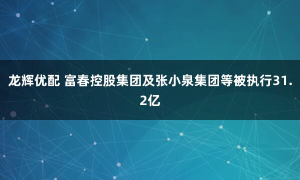 龙辉优配 富春控股集团及张小泉集团等被执行31.2亿