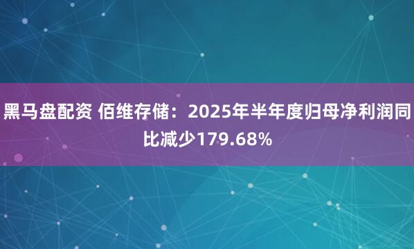 黑马盘配资 佰维存储：2025年半年度归母净利润同比减少179.68%